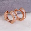 Hoop Earrings Little For Women Modern Classic Delicate Square Zirconia Rose Gold Color Party Fashion Jewelry KBE241