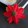 Faux Floral Greenery 5 Pcs Christmas Decoration Flower Gold Silver Red ThreeLayer Plastic Flower ThreeDimensional Christmas Flower Christmas Tree J220906