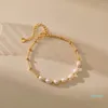 2022 Ny modelänkarmband Natural Pearl Women's Armband Simple Fashion Gold Chain Cuff Charm Women Luxury Jewelry Accessories Toppkvalitet