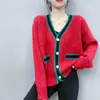 Damen-Pullover, Damen-Pullover, Designer-Kleidung, Winter-Cardigan, kurzer Kaschmir-Rundhalsausschnitt, roter Apfel, modischer lockerer Mantel QQB4