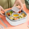 Double Layers Plastic Lunch Box PP BentoBox With Compartments Microwave Portable Box Fruit Food ContainerBox LYX182