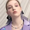 Dangle Küpeler Sljely Lüks Tasarımcı Moda Gerçek 925 STERLING Gümüş Takı Dream Lavender Gem Drop Micro Zircon Kadın Partisi