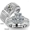 Wedding Rings Fashiom Heart His And Hers White For Women Men Couple Engagement Ring