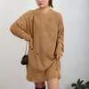 Women's Sweaters Knit Sweater Dress Women Sexy Loose Hollow Out Pullover Female Winter O-Neck Oversized Casual Dresses 2022 Party Top