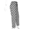 Damenhosen Capris Plaid Reißverschluss Karierte gerade Hosen Frauen elastische beiläufige dünne Taschen lange Hosen Schwarz Weiß Bleistift Pantalon Femme 220916