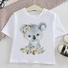 Chemises mode Fleurs drôles fleurs animaux Imprimé à manches courtes HARAJUKU MIGNE KIDS Boys and Girls Tops Cartoon Vêtements