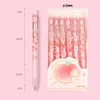 6PCS/SET -Gel Pen kleiner frischer Pfirsich 0,5 -mm -Pressstifte Schreiben für Schulbürovorräte Schüler Kawaii Stationary