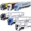 Bilar 1 50 Diecast Alloy Head Model Toy Container Truck Dra tillbaka med Light Engineering Transport Vehicle Boy Toys For Collect 0915