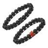 Natural Lava Stone Handgjorda p￤rlstr￤ngar Charm Armband Yoga Elastiska Bangle Jewelry for Women Men