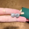 Orecchini a bottone Argento 925 Originale Totale 1 Carato Diamante Test Passato Brillante Taglio D Colore Moissanite Cuore Vero gioiello con pietre preziose