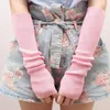 Knee Pads Women Winter Arm Warmers Elbow Protection Sleeve Mittens Cashmere Blend Knitted False Sleeves Long Gloves