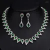 Halsband örhängen uppsättning 2023 weding zircon silver färg grön örhänge brud smycken för kvinnor bröllop jubileumsfest gåva