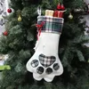 Yeni Yıl için Dekor 2022 Ekose Noel Hediye Çantaları Pet Köpek Kedi Pençe Çorap Çorapları Noel Ağacı Asma Kolye Oyuncak Bebek Hediyeleri