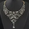 Kymyad Collier Femme Retro Statement Choker Necklace Gold Color Color Crystal Flower Necklaces Pendants Maxi Necklace Women Collares253Z