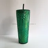 Starbucks Double Champagne Cup Straw Cup 710ml Tumblers Sereia Plástico Água Fria Copos de Café Presente Caneca Pink214F