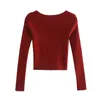 Женские свитера BLSQR, винтажный женский свитер с квадратным вырезом, красный женский вязаный свитер с длинными рукавами, эластичный женский пуловер, джемпер 220916