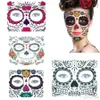 Fournitures de fête de fête Décor d'Halloween Autocollants de tatouage pour le visage Autocollant de maquillage pour le visage Jour des morts Crâne Masque facial Tatouages de mascarade imperméables