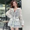 Women's Jackets Lace Spliced Hollow Out Hooded Jacket Women Summer Casual Outfit Plus Size Zipper Coat Sun Protection Clothing