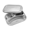 Dinnerware Sets 2/3/4 Section Stainless Steel Divided Dinner Plate Container Storage Tray Lunch Box With Lid For School Kitchen