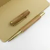 Rollerball Pens Gift 1pc/lot Metal Wooden Smooth Writing Medium Point 0.7mm Black Ink Refill Ballpoint Office Supplies