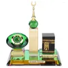 Dekorativa figurer miniatyr trädgård ramadan hantverk muslimska kaaba klocktorn modell islamisk arkitektur hantverk hem skrivbordsdekor