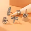 Vintage aushöhlen Blätter Schmetterling Joint Ring Sets Charms Big Scallop Legierung Geoemtry für Frauen Schmuck Geschenk 5 Stück/Sets