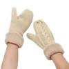 Vrouwen mode gebreide twist bloemen wanten winter vrouwelijke wol plus kasjmier fluweelverdikking warme volle vingershandschoenen guantes fy3892 f0916