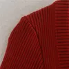 女性SセーターBLSQRビンテージスクエアネック女性セーターレッド長袖女性ニットセーター弾力性女性プルオーバージャンパー220916