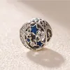 100% 925 Sterling Silver Vintage Night Sky Shimmering Midnight Blue Emamel Charm Bead Fits European Pandora smycken Charmarmband