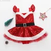 Family Matching Outfits Citgeett Autumn Christmas Matching Kids Baby Girls Fly Sleeve Bodysuit Dress Sequin Mesh Yarn Stitching Jumpsuits Xmas Clothes L220916