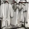 Pigiama sexy Pigiama Set da donna in raso di pizzo con pettorine da notte Abito da notte Abito da notte Sexy Estate Sposa Da sposa Indumenti da notte Abbigliamento da casa Pigiama 220916