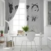 Curtain Pet Dog Collection Gray Window Curtains Living Room Kitchen Modern Home Decor Bedroom Treatment Drapes