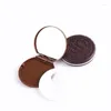 Miroirs Compact Biscuit Au Chocolat Mini Miroir De Poche Avec Peigne Princesse Portable Sandwich Biscuit Forme Maquillage Cosmétique Pliant