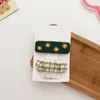 2 nuovi pezzi moda coreana ricamo fiore quadrato clip BB per bambini dolce ragazza principessa semplice tessuto scozzese forcine copricapo