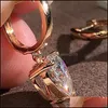 Charm Charm Charming 18K Rose Gold Hoop Earrings Heart Shape Cz Crystal Diamond Dangle Jewelry Gift 1831 Q2 Drop Delivery 2021 Dhselle Dhvrl