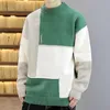 남자의 스웨터 패치 워크 패션 의류 o 넥 캐시미어 풀오버 니트 스웨터 가을 겨울 탑 220916