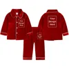 Pigiama Personalizzato Bambini Bambini Famiglia Natale Pigiama di velluto dorato Vestito da ragazza ragazzo rosso Vestiti abbinati Costume regalo di Natale personalizzato 220915