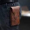 Unisex PU Mobile Phone Belt Bag Brown Black Wine Red Box 2 Pouchs Style Belt Clip Holster Case Outdoor