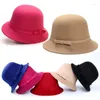 Bérets chapeaux pour femmes hiver chaud luxe seau chapeau avec nœud mode élégant feutre Panama femmes casquettes béret bonnet cadeaux