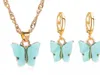 Necklace Earrings Set 2022 Fashion Sweet Alloy Butterfly Charm Earring Colorful Women's Wild Personality Gifts