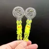 Yellow Pink Glass Smoking Pipes with Luminous Octopus Oil Dab Rigs Shisha Tobacco Accessories