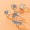 Vintage aushöhlen Blätter Schmetterling Joint Ring Sets Charms Big Scallop Legierung Geoemtry für Frauen Schmuck Geschenk 5 Stück/Sets