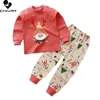 Pajamas Kids Boys Girls Pajama مجموعات كرتون طباعة طويلة الأكمام الطويلة Tshirt قمم مع سروال طفل طفل ملابس نائم 220915