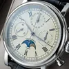 Armbandsur Sugess Chronograph Watch ￤kta l￤dermekaniska klockor Sapphire Seagull St19 Series Moonphase for Man Clock 40mm