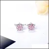 Ohrstecker Blumen Strass Ohrstecker Sakura Zirkon Kupfer Ohrstecker Mode Temperament Frauen Schmuck Zubehör Neue 4 3GMA N2 Drop Dhqzg