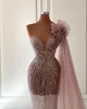 Sexy Beads Evening Dresses Sequined Mermaid Custom Made Prom Dress Tulle Flowers Train Sleeveless Formal Party Gowns