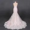 Vestido de novia Sexy, top de tubo con escote en v profundo, cola de pez delgada, elegante temperamento de encaje es alto y delgado MY8828