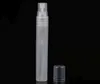 10 ml tom klar frostad plastsprayflaska liten kosmetisk förpackning atomizer parfymprov flaskor SN4691