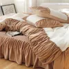 Defina a cama de cama de lã de lã de veludo berbeto de inverno Conjunto de saia para a cama de veludo