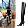9822-3 Sandaler Fashion Sexig nattklubb Show Thin High Heel Pointed Pedicure Ben Over Knee Boots Women's Boots